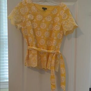 Talbots Sunflower Yellow Lace Blouse